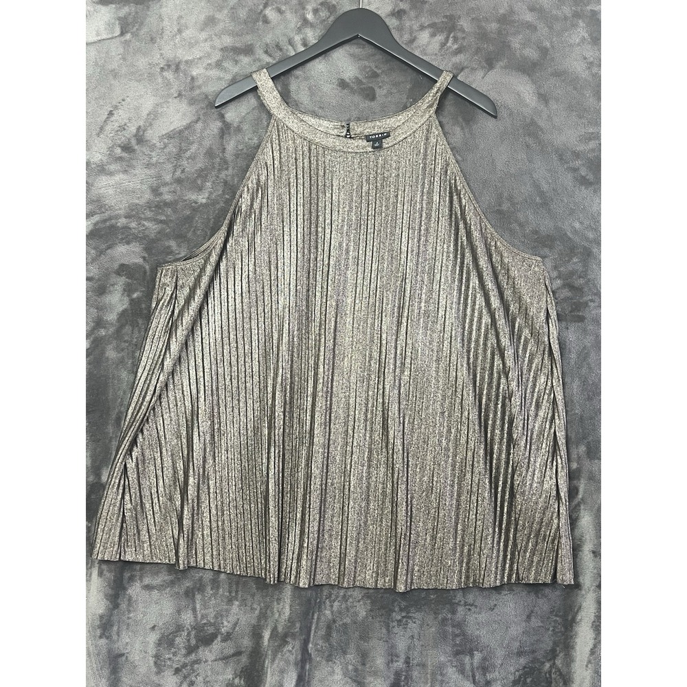 Torrid Size 4 Plus Size Pleated Gold Metallic Sleeveless Top Y2K Festival Boho